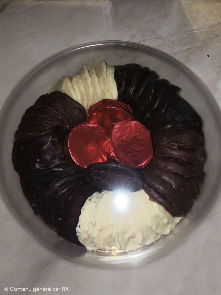 Boite ronde tuile 3 couleur et macarons